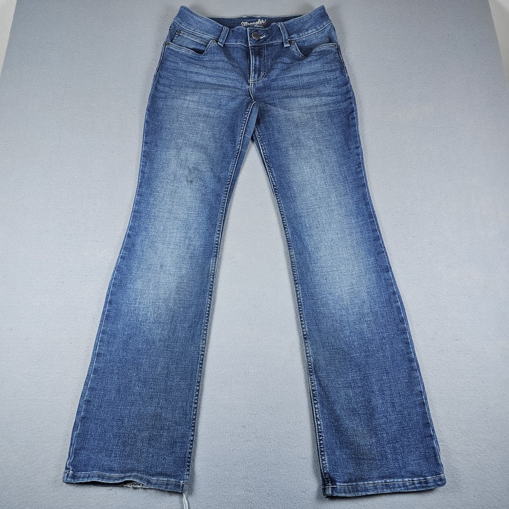 Wrangler Retro Mae Bootcut Jeans Womens 7 Blue Denim Cowgirl Distressed 09MWZRS